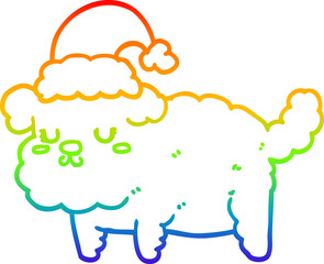 rainbow gradient line drawing of a cute christmas dog