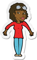 sticker of a cartoon woman wearing goggles