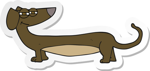 sticker of a cartoon dachshund