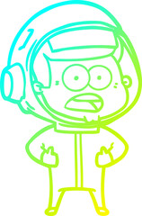 cold gradient line drawing of a cartoon surprised astronaut