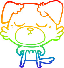 rainbow gradient line drawing of a cute cartoon dog