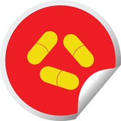 pills vector illustration circular peeling sticker