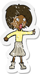 retro distressed sticker of a cartoon woman