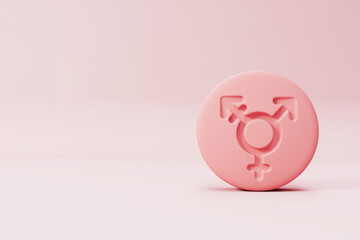 Gender hormone pill with a transgender symbol. 3D Rendering - obrazy, fototapety, plakaty