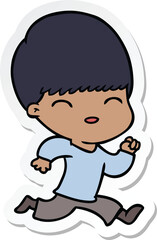 sticker of a happy cartoon boy