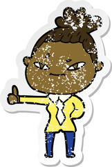 distressed sticker of a cartoon woman