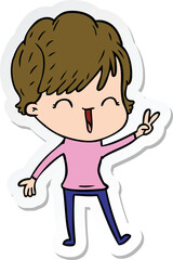 sticker of a cartoon laughing woman