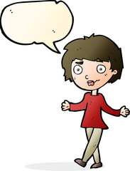 cartoon confused woman with speech bubble