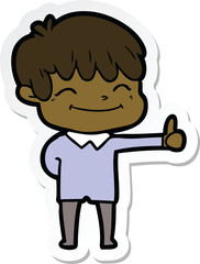 sticker of a cartoon happy boy