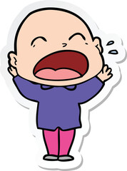sticker of a cartoon shouting bald man