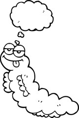 freehand drawn thought bubble cartoon caterpillar