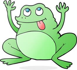 funny freehand drawn cartoon frog