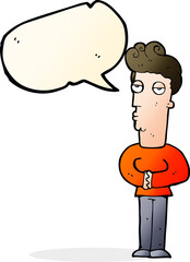 cartoon arrogant man with speech bubble