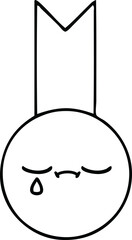 line drawing cartoon of a gold medal