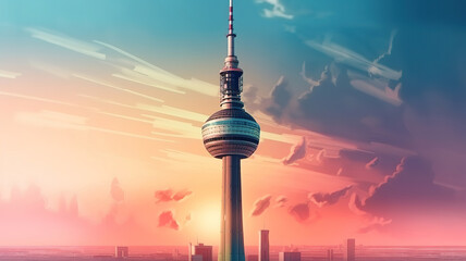 Berlin alexanderplatz and tv tower. Generative Ai - obrazy, fototapety, plakaty
