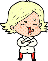 cartoon girl pulling face