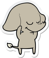 sticker of a cartoon smiling elephant
