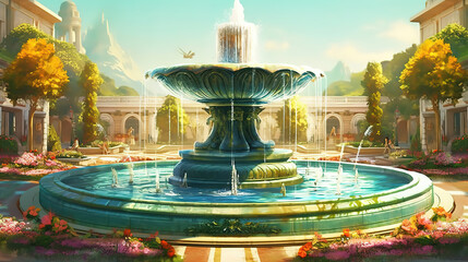 Fountain of Wealth at Suntec city. Generative Ai