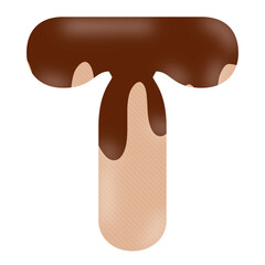 Alphabet letter T chocolate ice cream 