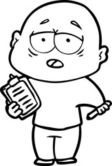 cartoon tired bald man