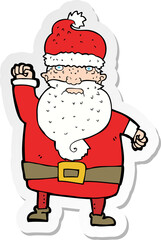 sticker of a cartoon angry santa claus