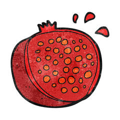 freehand textured cartoon pomegranate