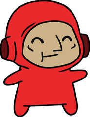 freehand drawn cartoon of an older astronaut