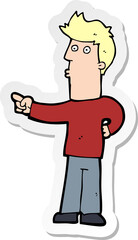 sticker of a cartoon man pointing