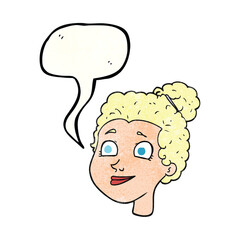 freehand speech bubble textured cartoon female face