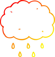 warm gradient line drawing of a cartoon cloud raining