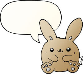cartoon rabbit with speech bubble in smooth gradient style