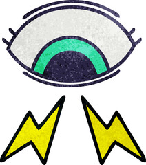 retro grunge texture cartoon of a mystic eye