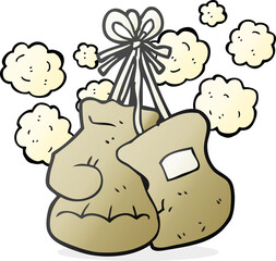freehand drawn cartoon boxing old gloves