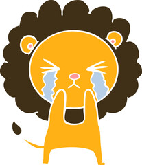 flat color style cartoon crying lion