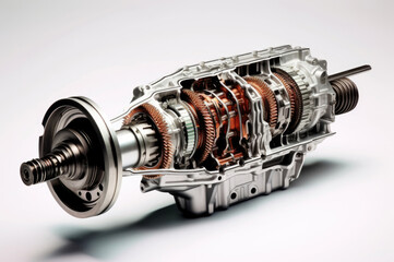 Automatic car transmission on a white background