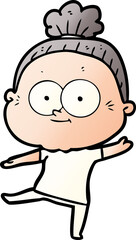cartoon happy old woman