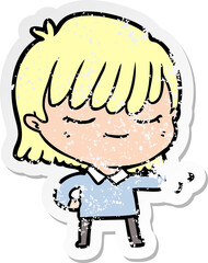 distressed sticker of a cartoon woman