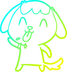 cold gradient line drawing of a cute cartoon dog