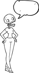 freehand drawn speech bubble cartoon zombie woman