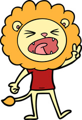 cartoon lion giving peac sign