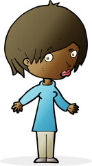 cartoon woman shrugging shoulders