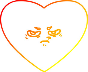 warm gradient line drawing of a cartoon heart