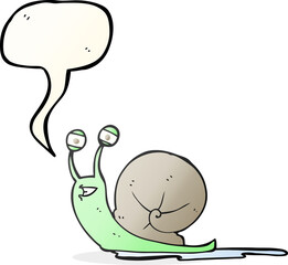 freehand drawn speech bubble cartoon snail