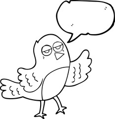 freehand drawn speech bubble cartoon bird