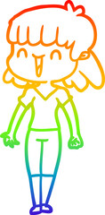 rainbow gradient line drawing of a cartoon woman