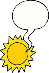 cartoon sun with speech bubble