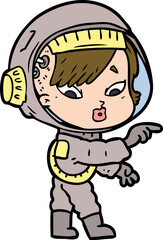 cartoon astronaut woman