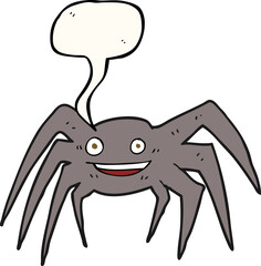 freehand drawn speech bubble cartoon happy spider