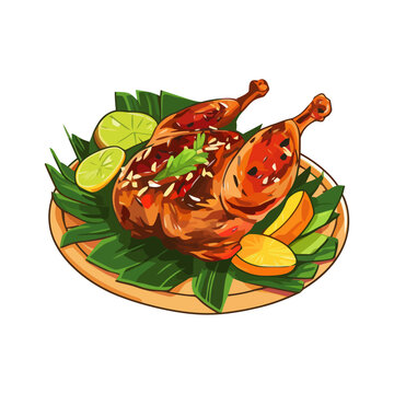 Inasal na manok or grilled chicken dish vector illustration, Filipino traditional food