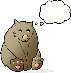 cartoon sad bear with thought bubble